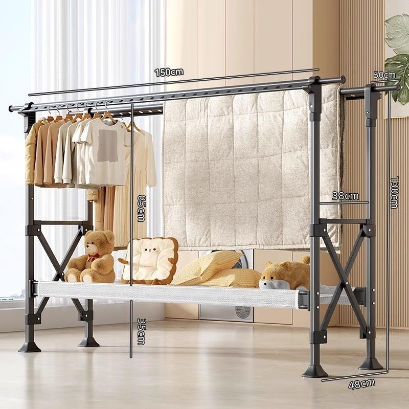 Adjustable Floor-Standing Clothes Drying Rack for Indoor/Outdoor Use