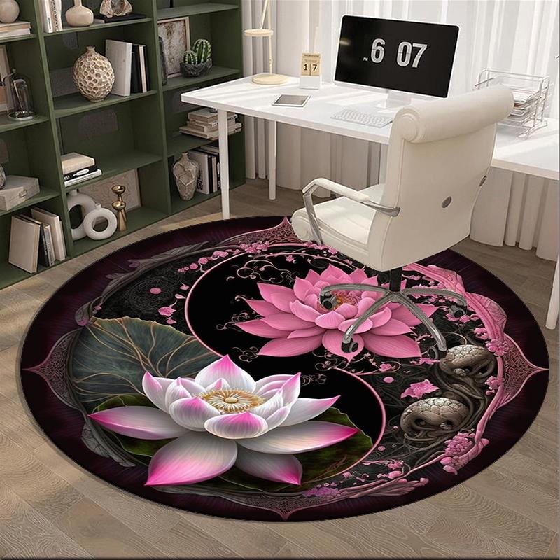 Lotus Mandala Artwork round carpet Chair cushion Round Entryway Rug, Soft Round Rugs for Living Room, Bedroom, Circle Carpet decor gifts