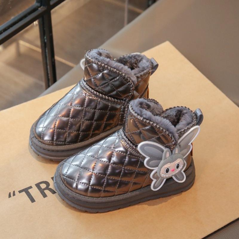

Girls Fleece-lined Warm Snow Boots Winter Fur-lined Cotton Shoes Children s Non-slip Soft-soled Short Boots 37 серебряный