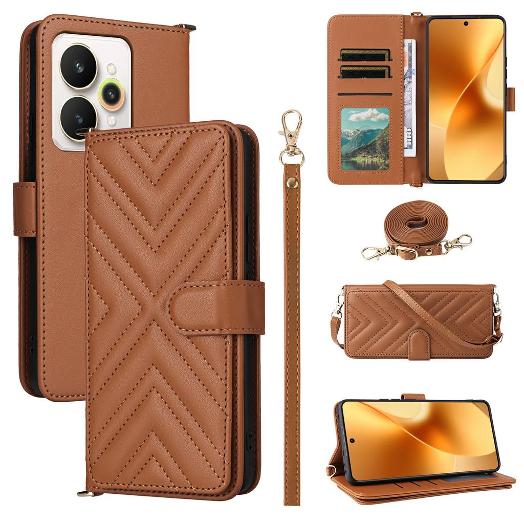 For Realme 15 Pro 5G/15 5G Case with Shoulder/Wrist Strap Leather Phone Cover Stand Wallet