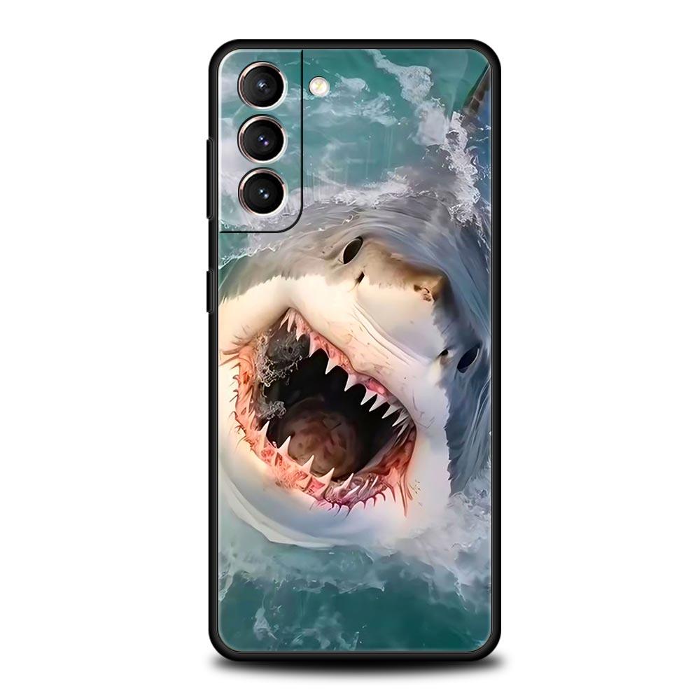 Phone Case For Samsung Galaxy S25 Edge S24 S23 S22 S21 Ultra S20 FE 5G S10 S10E S9 Plus Soft TPU Cover Shark