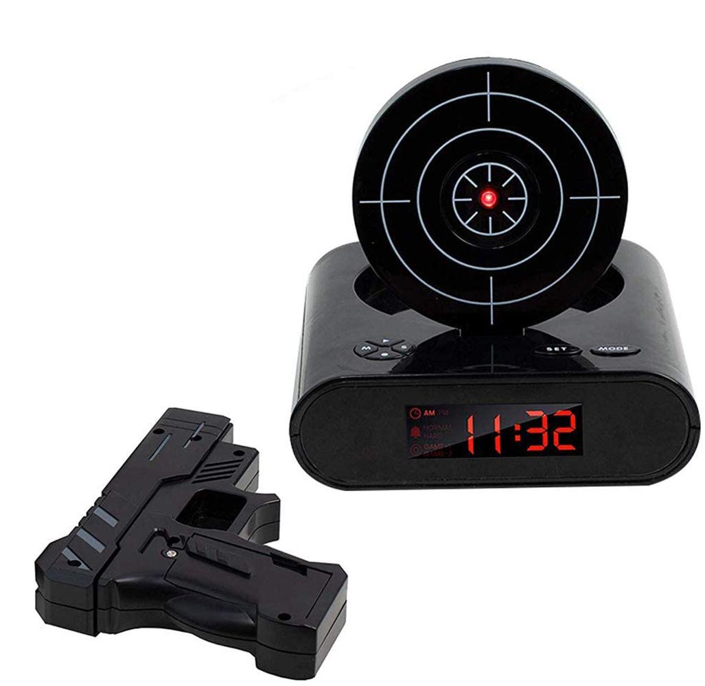 72-CB340 LED Display Alarm Clock Game Infrared Induction Target Alarm Clock 3.875x7.875x7 black#0