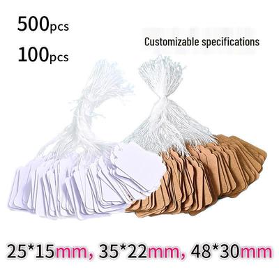 100 Pcs White String Jewelry Price Tags for Rings and Earrings, 15x25mm