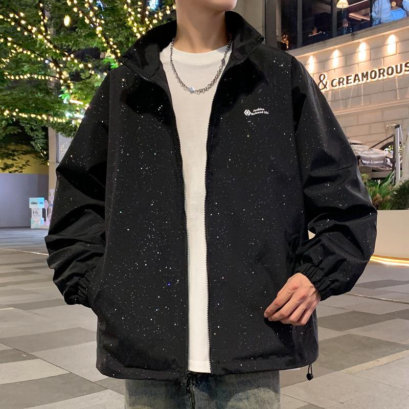 New Autumn Men's and Americans' Personalized Casual Printing Double-sided Lapel Waterproof and Windproof Jacket