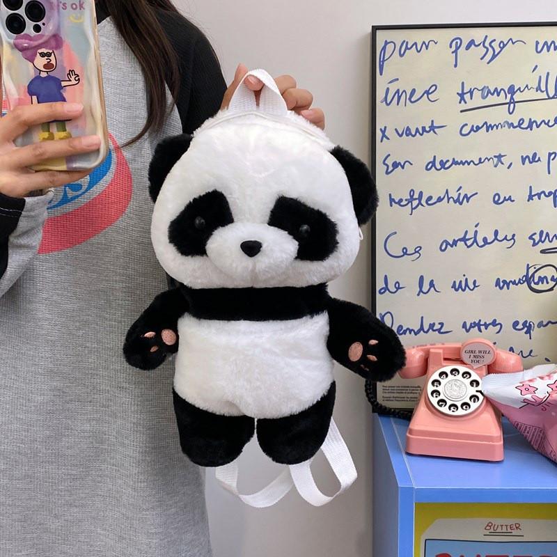 Bear Panda Brown Plush Toy Backpack Animal Bag With Adjustable Shoulder Straps