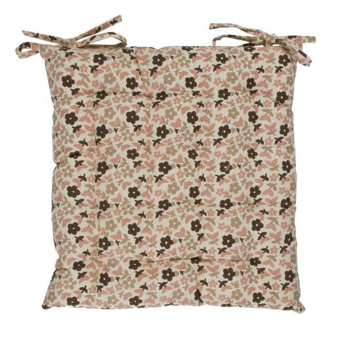 Galette de chaise - THE DECO FACTORY - MEMOIRE FLORAL - Coton 100% - 38x38x6 cm - Beige beige