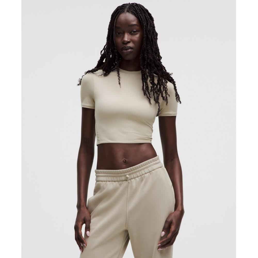 

Lululemon Wundermost Ultra Soft Nulu Crewneck Cropped T shirT riversTone XS