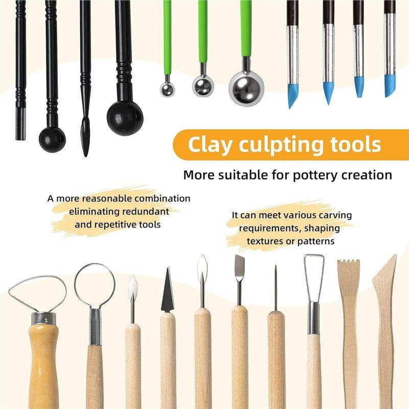 A25F-Ideal For Polymer Clay Tools Kit-Pottery Tools& Air Dry Clay Tools-Modeling Tools Set For Carving, Shaping, Molding& Crafti