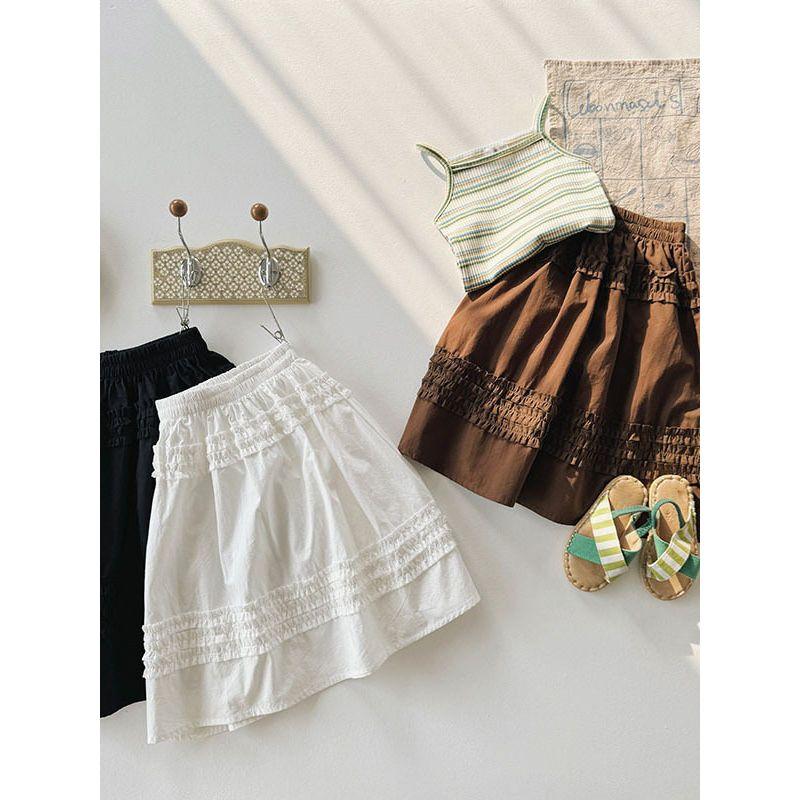 Girls' Korean-Style Retro Cotton Skirt 2025 Spring and Summer Fashionable Skirt Kidsren's Casual Versatile Princess