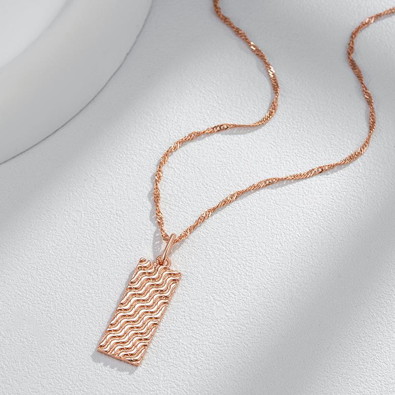 Modisches Glänzendes Anhänger-Halskette Für Frauen Luxus Roségold Farbe Einfacher Quadratischer Anhänger Hohe Qualität Täglicher Schmuck