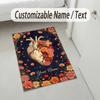 Floral Theme Soft Crystal Velvet Rug Custom Name & Text Print Non Slip Floor Rug for Bedroom Living Room