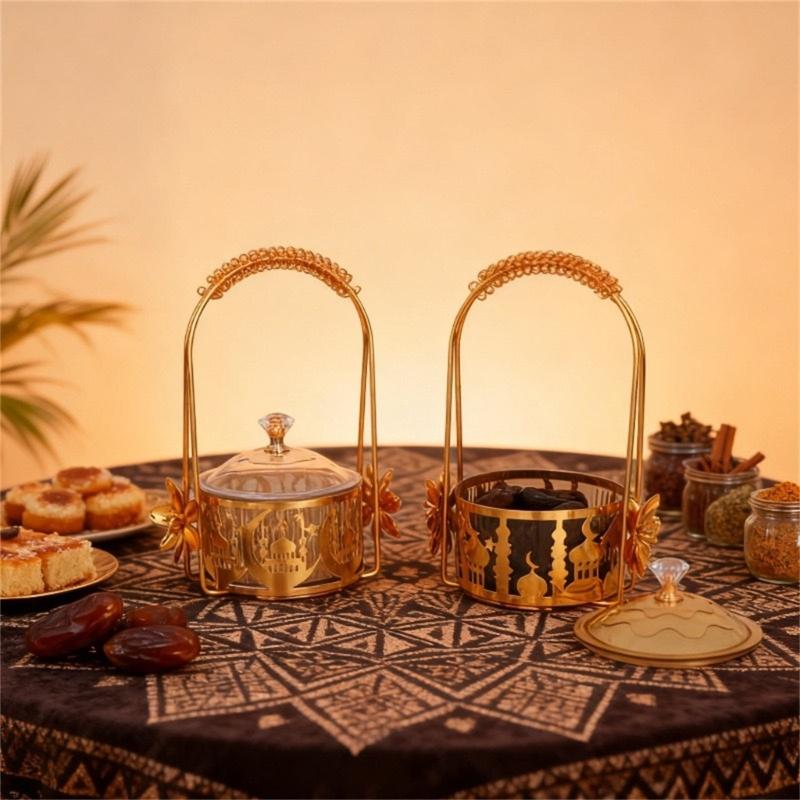Multifunktionales Metall-Serviertablett für Feiertagspartys Elegantes Snack-Aufbewahrungsbehälter mit rutschfester Basis