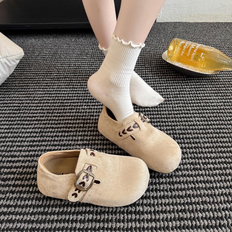 Platform-soled Boken shoes women's 2025 autumn new all-inclusive leather small lazy one-pedal single shoes