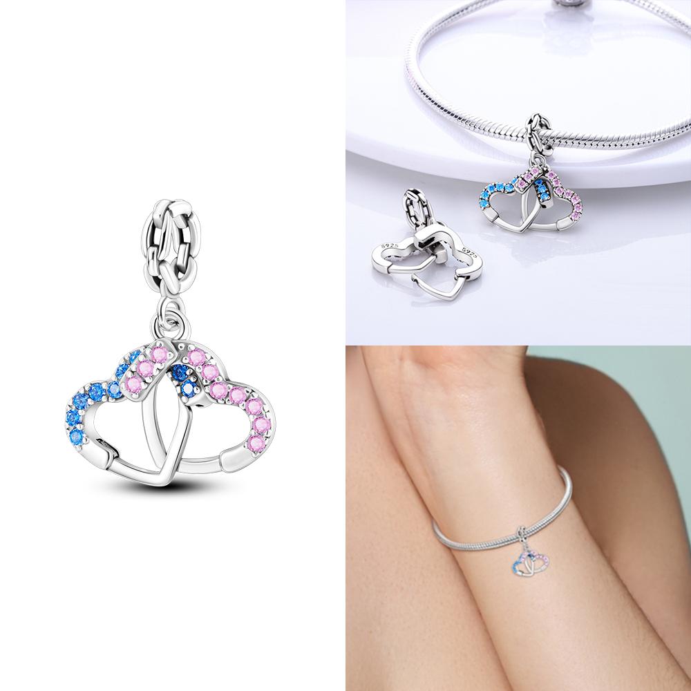 Charms Copper Original Red Heart Bicycle Love Couple Pendant Bead Fit Bracelet Valentine'S Day Fine Gift Women Jewelry Diy