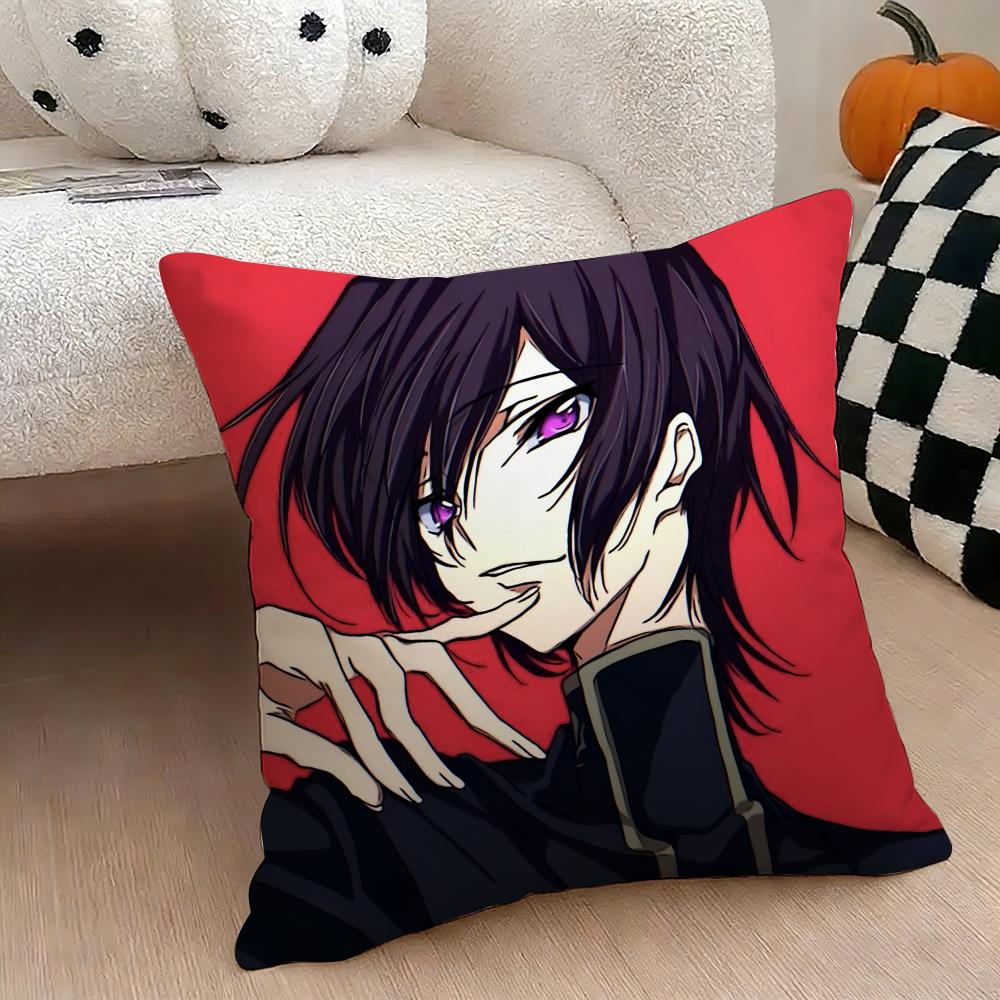 Anime CcODE GEASS Cushion Cover Natural Linen Double Sided Print Throw Pillow Case for Sofa Couch Home Decor