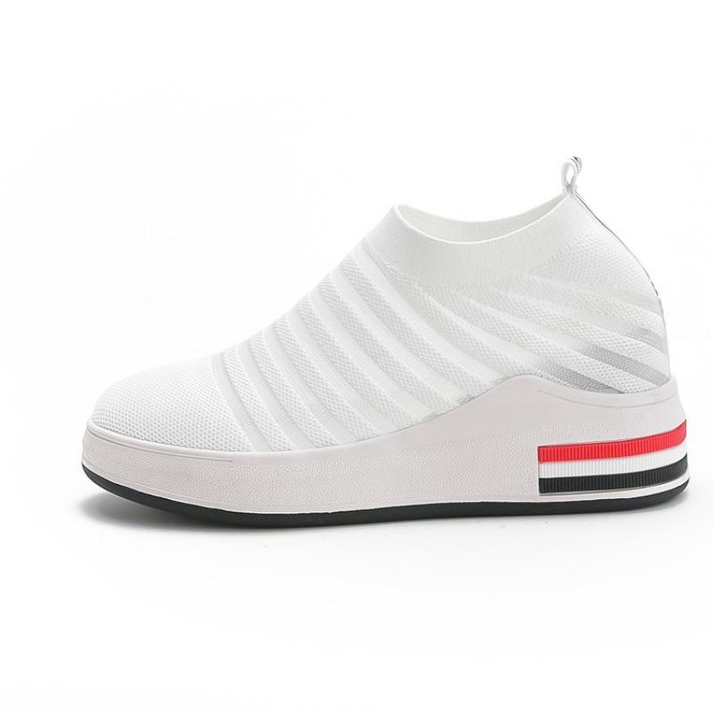 Scarpe da donna autunnali nuove fondo piatto rialzo rete tessuta volante casual sportive a rete scarpe singole donna