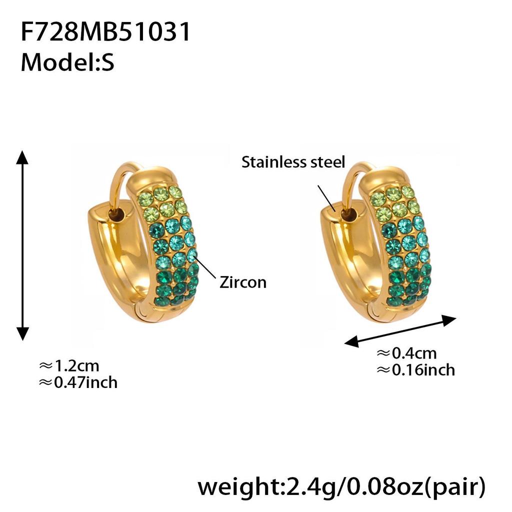 Qiong Yao Zircon Three-Row Diamond U-Shape Ear Cuff, 18k Gold Plated Stainless Steel Earrings