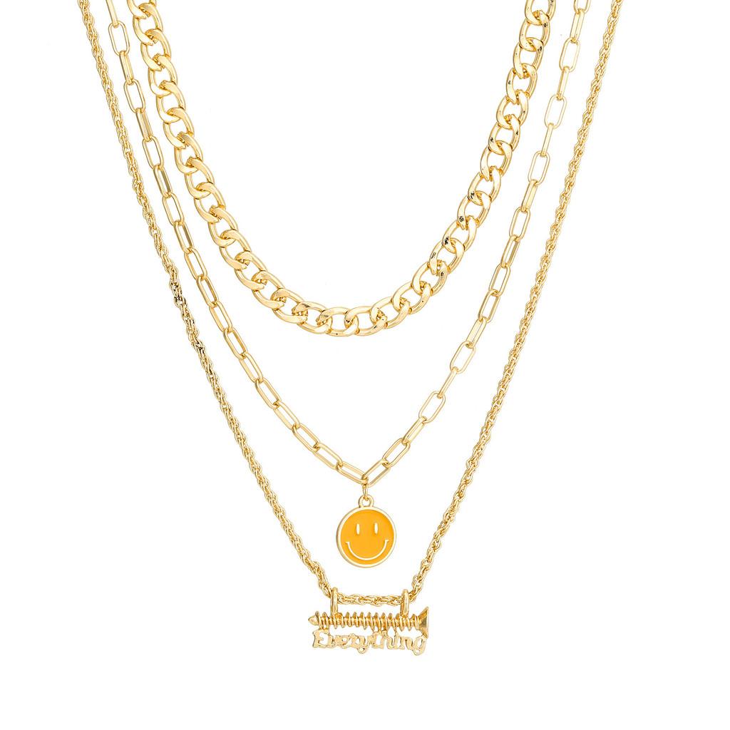 Chic And Unique Smiley Face Necklace For Women With Colorful Alloy Design Elements