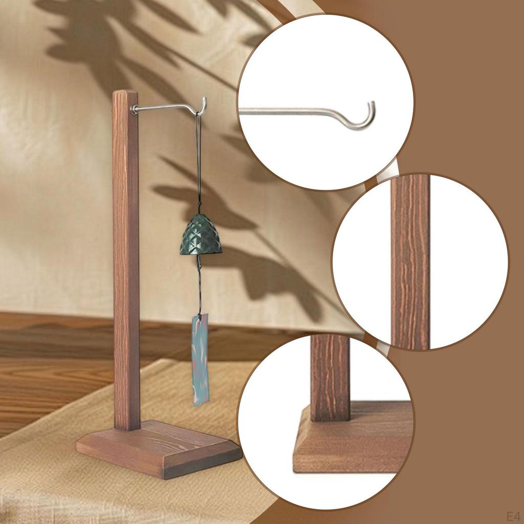 Decorative Wooden Wind Chime Holder Elegant Ornament with Metal Hook Suitable for Living Room