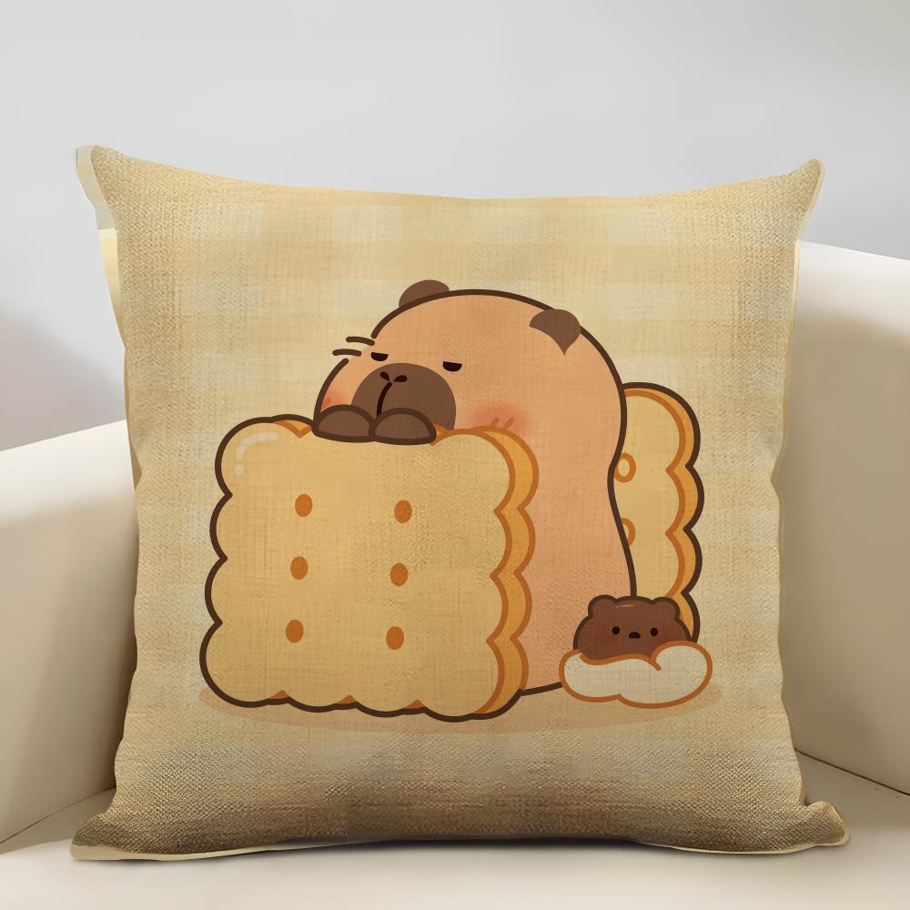 Meerschweinchen Kuchen Kissenbezug Haushaltsdekoration Leinen Sofa Kissenbezug: Hautfreundlich & Atmungsaktiv Mit Unsichtbarem Reißverschluss