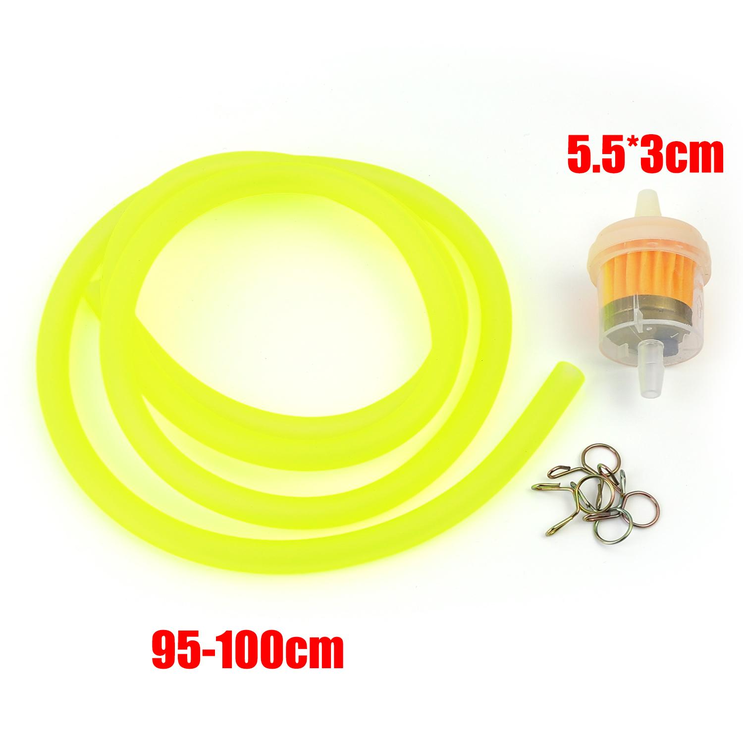 

1M Universal Motorcycle Fuel Hose Line Petrol Gas Oil Pipe Tube With Filter Kit 8mm Rubber For Dirt Bike ATV Scooter Motocross 1PCS-Fluorescent