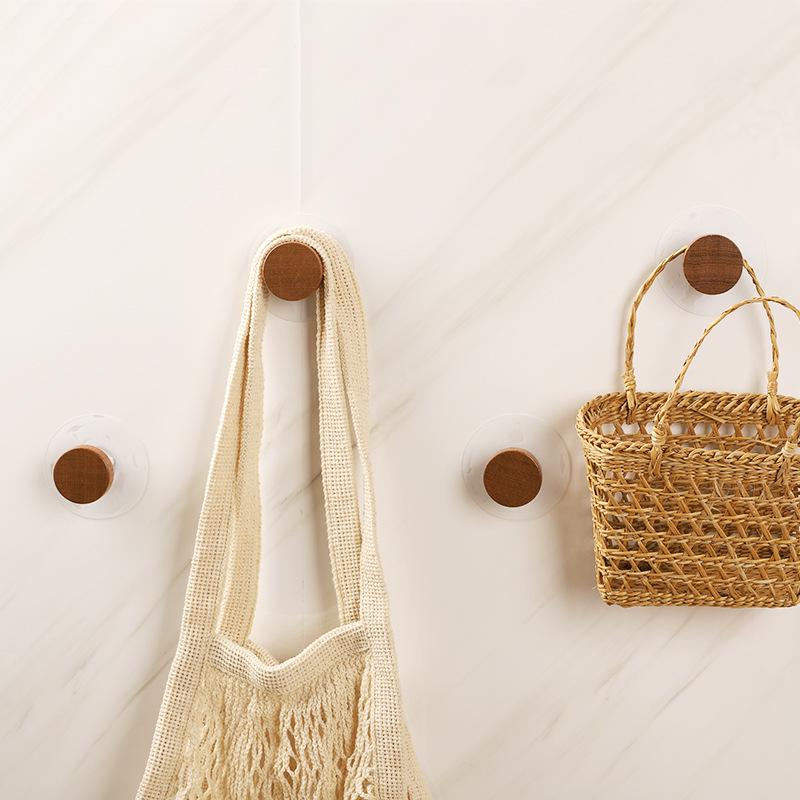 Nordic Sapele Wood No-Drill Coat & Hat Hooks - Wall-Mounted Decorative Wooden Kitchen & Wardrobe Hangers