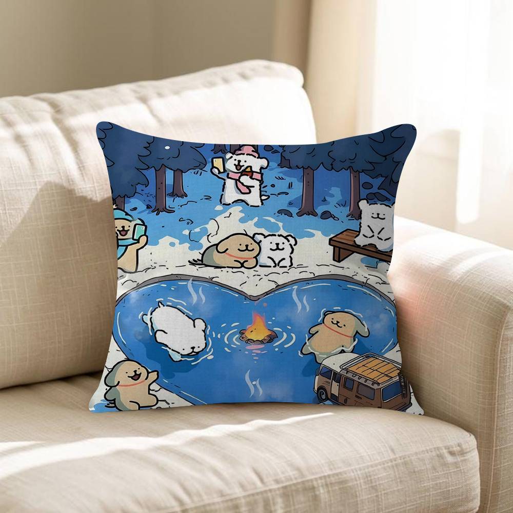 

Korea Line Puppy Maltese Pillow Gifts Home Office Furnishings Bedroom Sofa Car Cushion Cover Case 45x45cm 30x30 cm