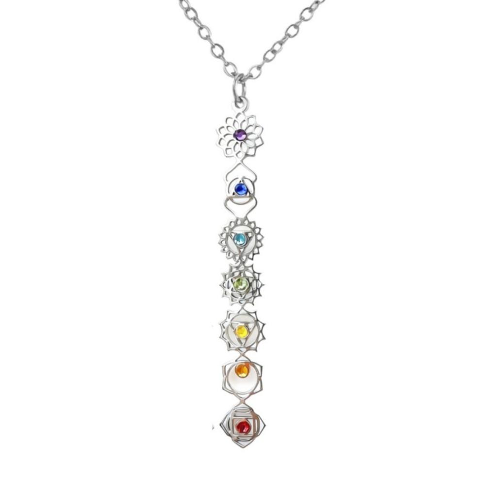 7 Chakra Drop Earrings Stainless Steel Chakras Earrings with Zircon Hindu Buddhism Yoga Meditation Jewelry Amulet Earrings