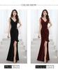 BaiFuFen Sexy Long Sleeveless Dress for and New Elegant Back Ruffle Slit Dress for Elegant Women's V-Neck Weddings, Concerts, Receptions, Year's