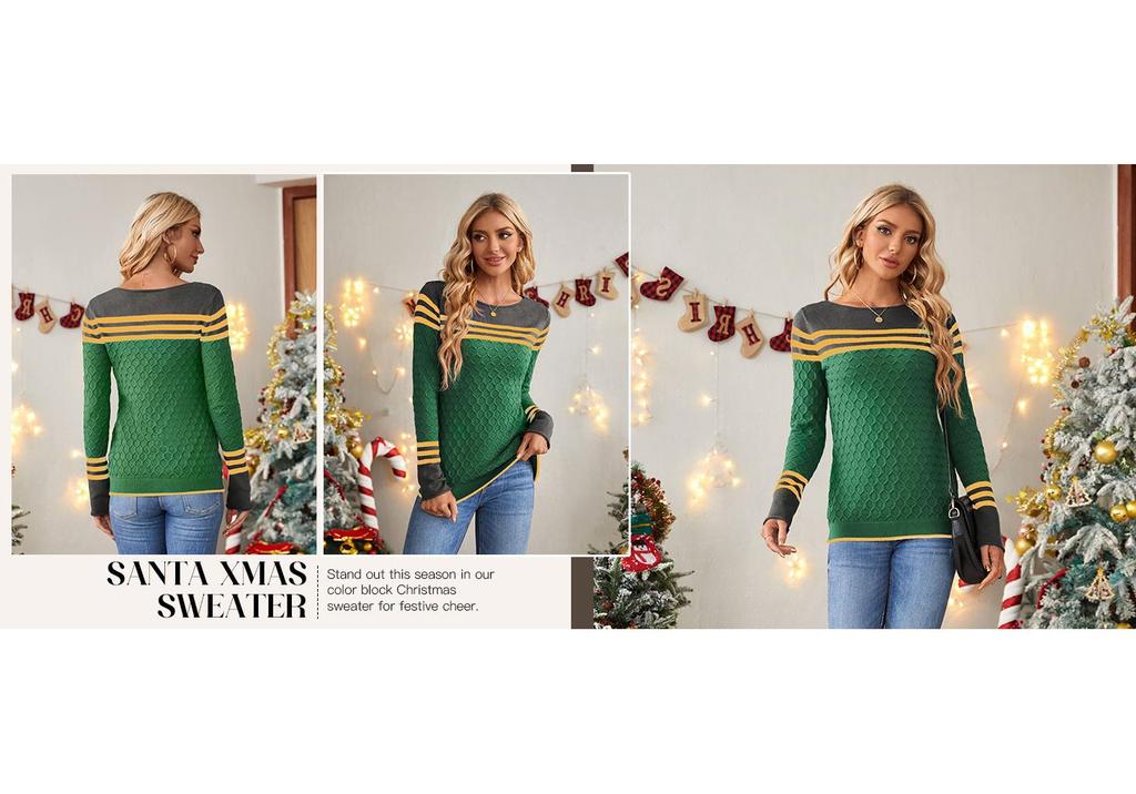 2025 European American Striped Color Block Knit Sweater: Autumn/Winter Women's Fashion Pullover