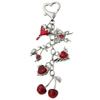 Sparkling 3D Cherry Charm Keychain Accessory Fashionable Bowknot Pearls Key Rings Portable Bag Decoration for Women