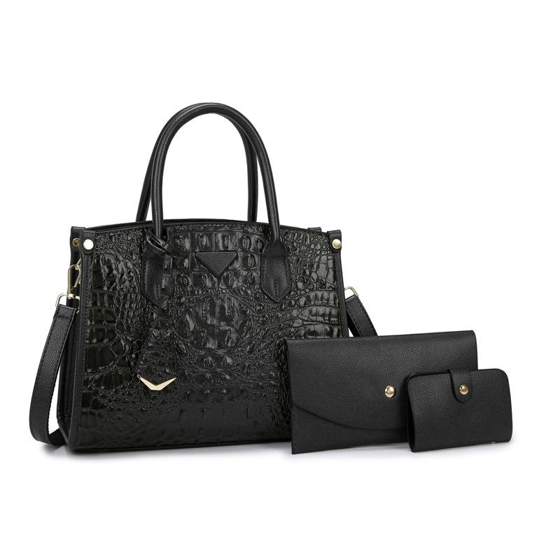 New Crocodile Pattern Messenger Bag Women's Texture Three-piece Portable Mother Bag Temperament Versatile Single Shoulder Tote Bag