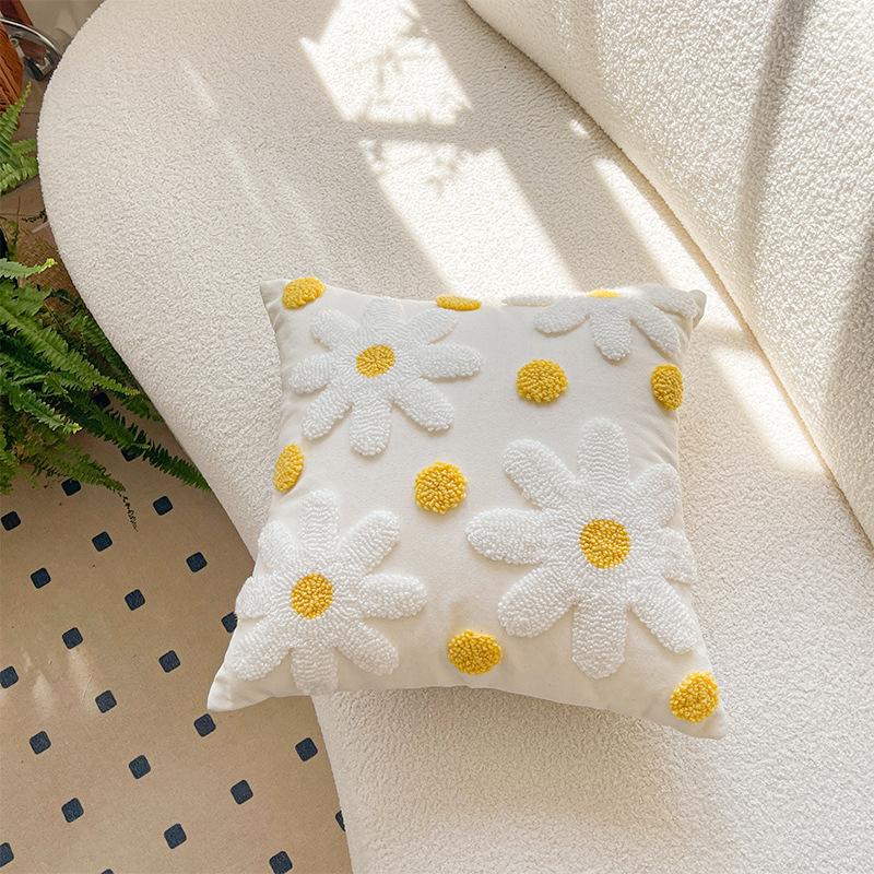 INS Pastoral Style Embroidered Cushion Fresh Couch Pillow Lumbar Support Pillow Bedside Office Cushion