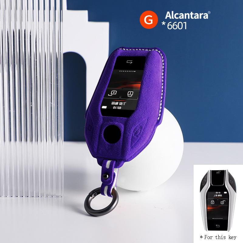 Alcantara For Bmw 1 3 5 7 Series X1 X3 X5 X6 X7 F30 G20 F34 F31 G30 G01 F15 G05 I3 Car Key Case Remote Suede Keychain Cover