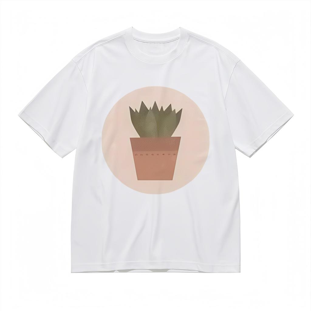 Men's Soft Breathable Classic T-Shirt Mens Womens Tees Top Minimalist Potted Plant Cotton Tee Summer