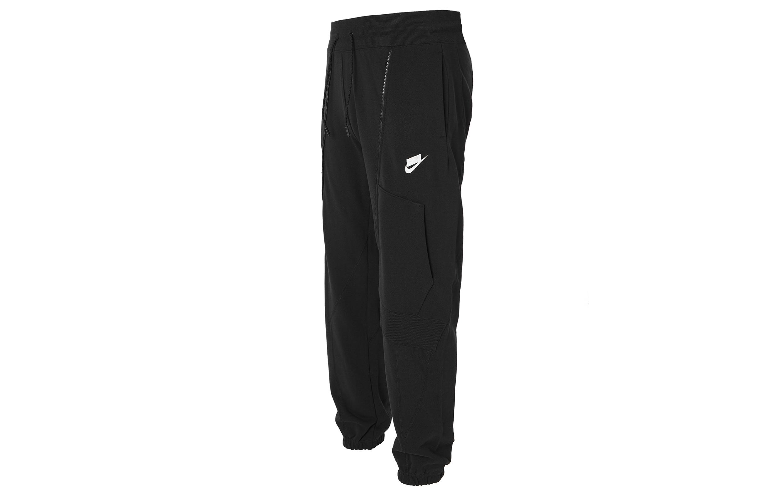 

Nike Contrast Color Brand Logo Print Fleece Lined Elastic Cuff Patchwork Retro Sports Casual Pants Women s Black DQ5535-010 L