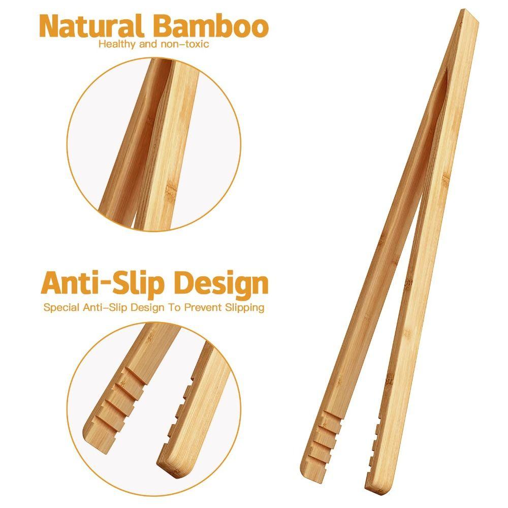 Premium Anti-slip Bamboo Toast Tongs Non-stick Versatile Food Tong Heat Resistant Eco-friendly Toaster Bacon Clips Kitchen