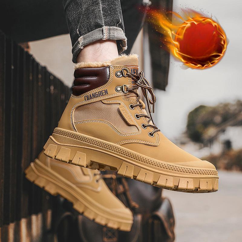 Velvet Martin Boots High-top Bag Head Fashionable Outdoor Warm Men's Boots Platform Cotton Shoes