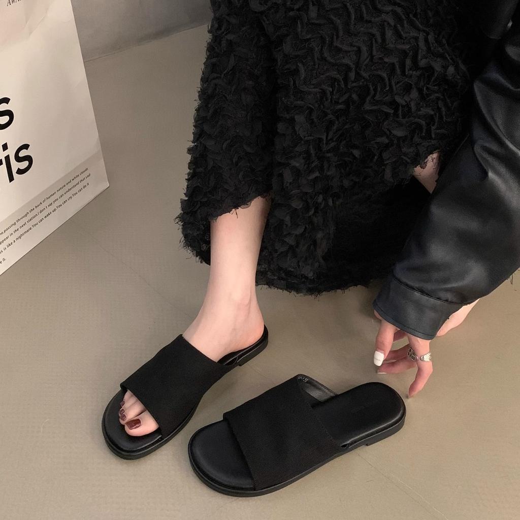 Franse slippers met platte zool, retro casual, één woord, voor dameszomerkleding 2025 nieuw, koel slippers voor strandvakantie aan zee