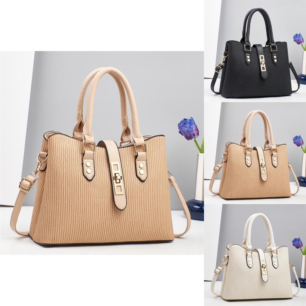 Trendy Crossbody Pu Leather Tote Bag For Women Ample Space In Blue And Beige