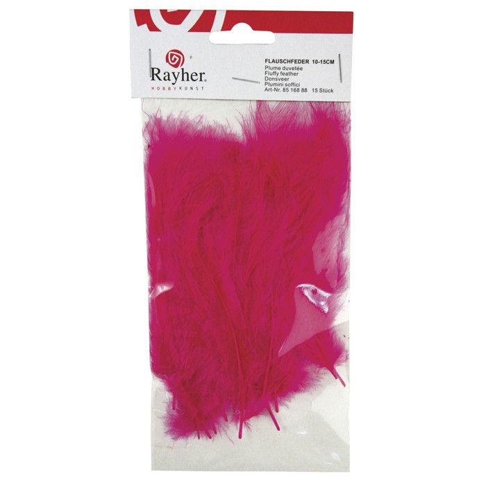 Plume duvetée, fuchsia, 10 - 15 cm, 15 pièces