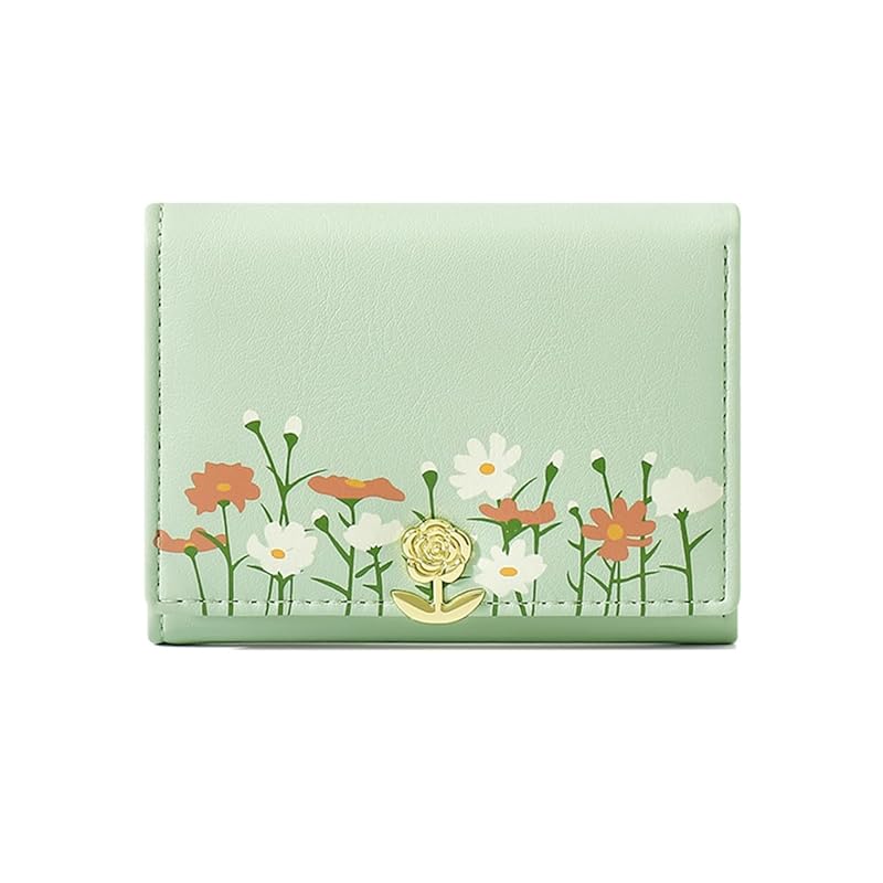 

[Haffukiry] wallet ladies mini trifold wallet thin small size large capacity wallet Contains 8 cards pu leather card case easy to use wallet Women s