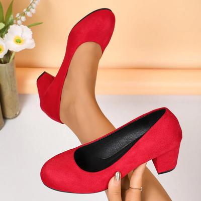 Mode Flache Damen High Heels Schuhe Gehen Kleiderschuhe Retro Mittelhohe Absätze Pumps Modetrend Herbst Designer Schuhe Zapatos De Mujer