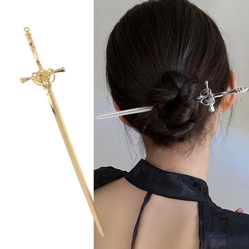 New Punk Metal Sword Hairpin Chinese Style Simple Hair Sticks for Women Diy Hairstyle Design Tools Accessories Dropshipping