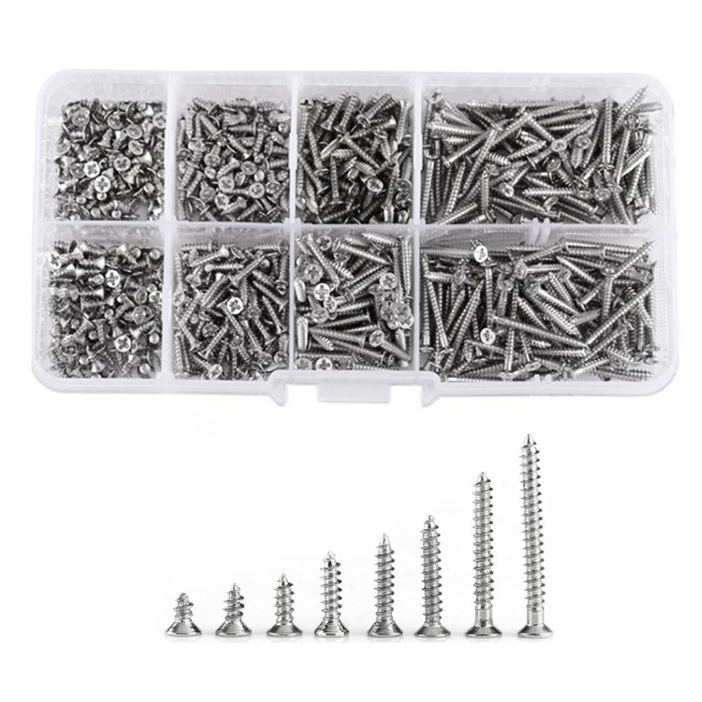 

800Pcs M2 Self Tapping Screw for Cross Countersunk for Head Wood Screw Set 304 Stainless Steel Phillips Flat for Head Sc M2 білий