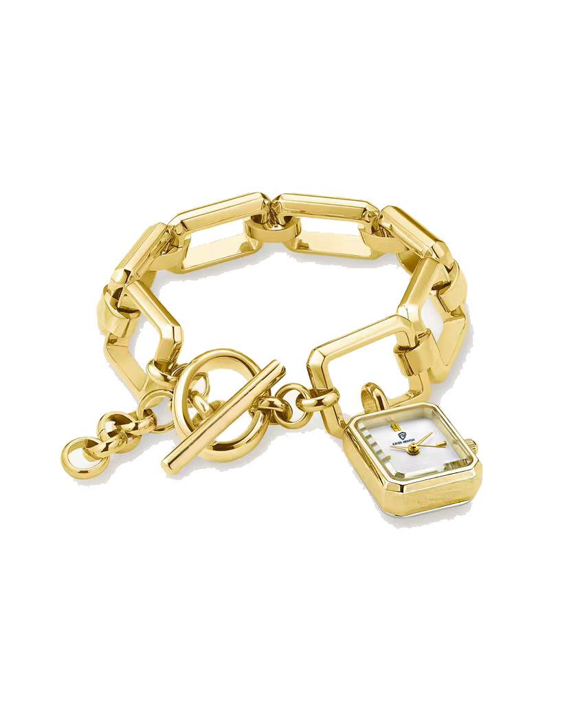 

Женские роскошные трендовые часы 2025 с квадратным циферблатом - Легкий модный подарок золотой