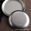 Korean version of stainless steel plate coffee shop tray flat bottom shallow plate barbecue plate bone plate retro tableware