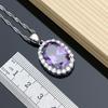 Purple Gem Amethyst 925 Silver Jewelry Sets Earrings Rings Accessories Women Wdding Monkey Necklace Set