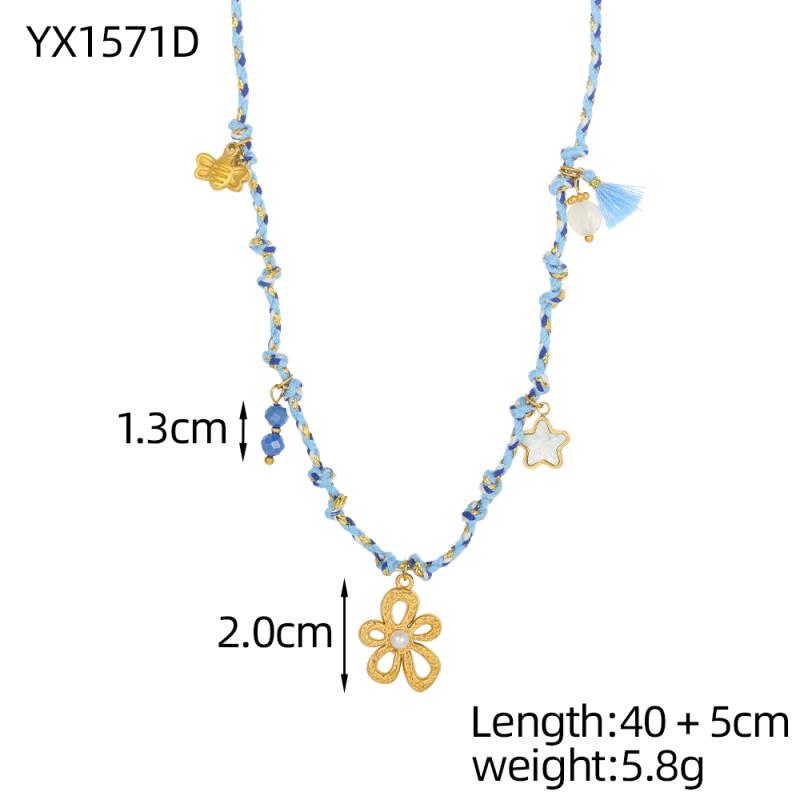 CARLIDANA Elegant Stainless Steel Hand-woven Rope Chain Flower Starfish Heart Sea Pendant DIY Charm Bracelet Necklace for Women