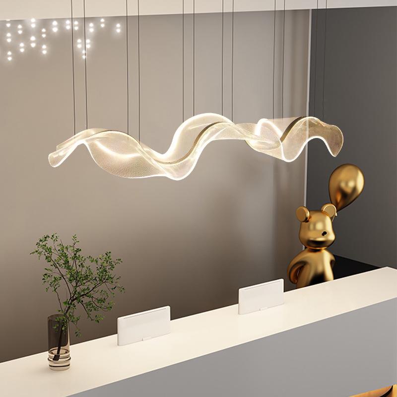 Acrylic Ribbon Chandelier for Hotel Reception, Bar, or Tea Room – Modern Minimalist Design